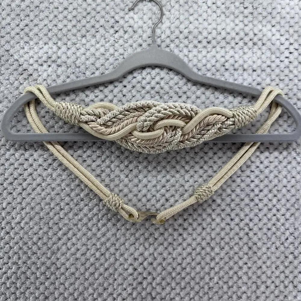 Saks Fifth Avenue Belt Womens Cream Gold Rope Knotted Coquette Feminine